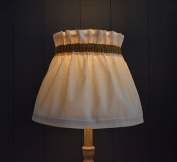 Dolly Cream Scrunchie Lampshade With Velvet Trim, 3 of 6