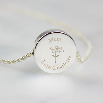 Personalised Silver Tone Flower Disc Necklace, 5 of 5