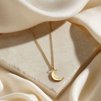 Small Personalised Crescent Moon Necklace, 2 of 7