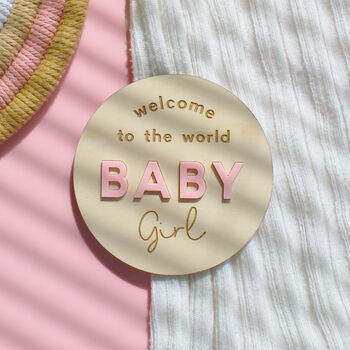Welcome To The World Baby Girl Decoration Disc, 2 of 3