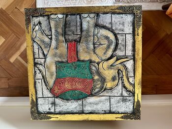 Hand Painted Indonesian Elephant Side Table Hand Carved, 10 of 12