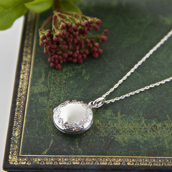 Sterling Silver Round Locket Necklace, 4 of 9