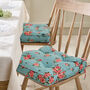 Set Of Two Blue Rose Seat Cushions With Ties, thumbnail 1 of 6