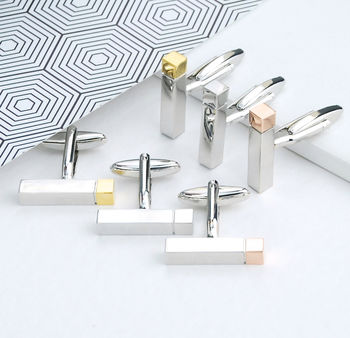 Personalised Polished Initial Bar Cufflinks, 2 of 8