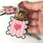 Personalised Pink And Teal Wavey Keychain And Bag Charm, thumbnail 3 of 4