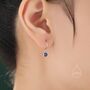 Tiny Sapphire Blue Cz Drop Earrings In Sterling Silver, thumbnail 1 of 9