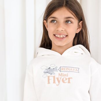 'Mini Flyer/ First Time Flyer' Personalised Name Passport Stamp Embroidered Holiday Sweatshirt, 5 of 7