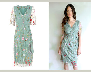 Sash Dress In Meadow Flower Embroidered Lace, 2 of 2
