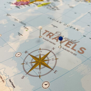 Push Pin World Travel Map Framed Canvas Pin Board, 6 of 6