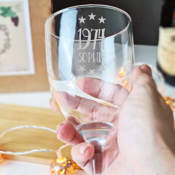 Personalised 50th Birthday Engraved Wine Glass Gift, 9 of 9