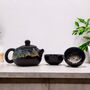 Black Glazed Herbal Tea Set With Teapot And Tea Cups, thumbnail 1 of 4