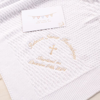 White Personalised Christening Matinee Cardigan With Cross, 12 of 12