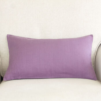 Plain Mauve Linen Lumbar Cushion Cover, 2 of 2