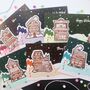 Christmas Glitter Postcard Set, Gingerbread Shops, thumbnail 1 of 8