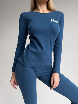 Personalised Anytext Women's Pyjamas Set Ladies Pyjamas Long Sleeve Cotton Sleepwear Pjs Loungewear Sets, 4 of 12