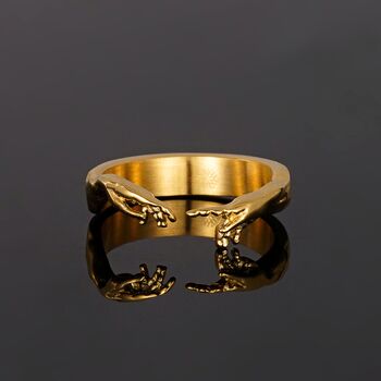 Hand Of God Gold Creation Of Adam Band Ring Mens Ring, 5 of 12