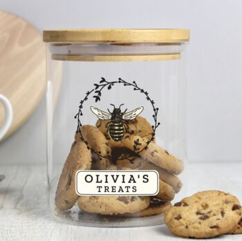 Personalised Bee Storage Jar With Bamboo Lid, 2 of 3