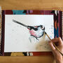 Inky Long Tailed Tit Blank Greeting Card, thumbnail 2 of 3