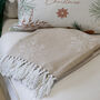 Beige Snowfall Throw With Tassels, thumbnail 1 of 2