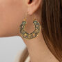 Vintage Boho Floral Hoop Earrings, thumbnail 5 of 6