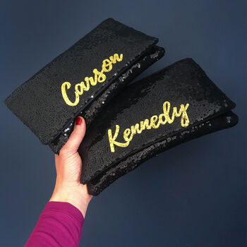 Black Or Navy Sequin Name Clutch, 2 of 9