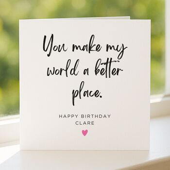 Personalised Better Place Pink Heart Birthday Card For Her, 4 of 7