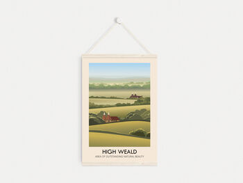 High Weald Aonb Travel Poster Art Print, 6 of 8