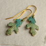 Tiny Oak Leaf Earrings, thumbnail 1 of 6