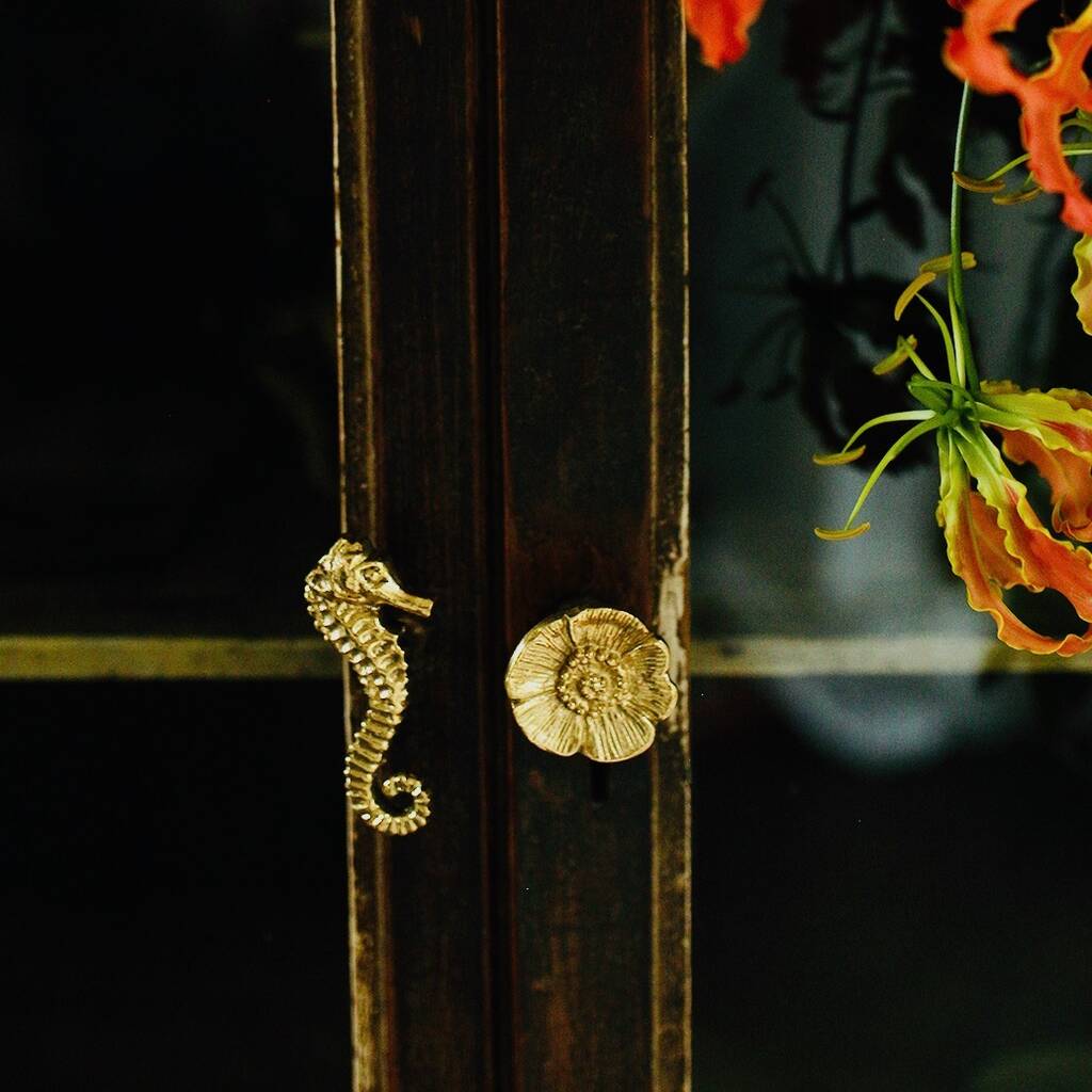 Susie Seahorse Brass Doorknob, 1 of 3