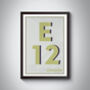 E12 Newham, Redbridge Typography Postcode Print, thumbnail 8 of 10