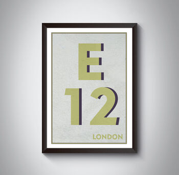 E12 Newham, Redbridge Typography Postcode Print, 8 of 10