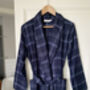 Ladies Brushed Cotton Dressing Gown In Dark Blue Check, thumbnail 3 of 6