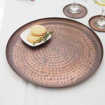 Antique Copper Tray Round, 2 of 5