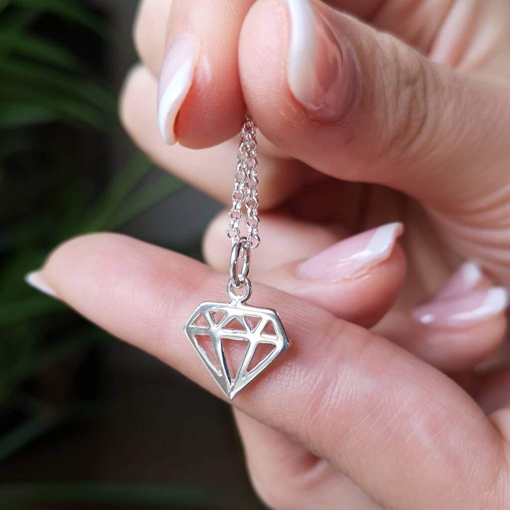 Diamond Shaped Necklace Sterling Silver By Lily Charmed