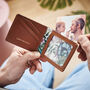 Personalised Leather Photo Wallet Tropical Print Lining, thumbnail 2 of 7