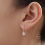 Sterling Silver Minimalist Snowflake Drop Hook Earrings, thumbnail 1 of 11