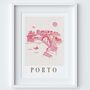 Porto Portugal Pink Skyline Cityscape Scene Art Print, thumbnail 2 of 2