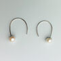Sterling Silver Pearl Drop Hoop Earrings, thumbnail 3 of 5