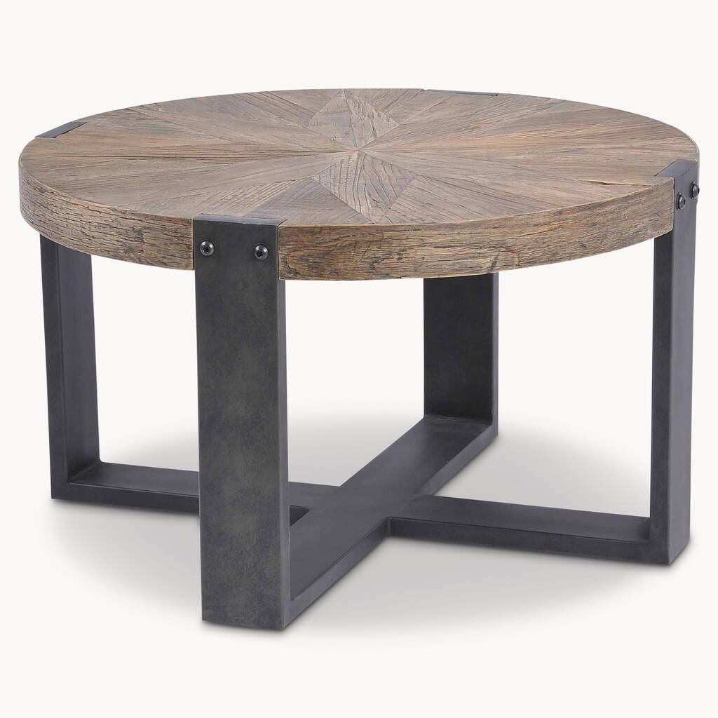 Woodcroft Round Reclaimed Elm Side Table By One.World