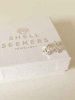 Sterling Silver Snowflake Stud Earrings, 4 of 7