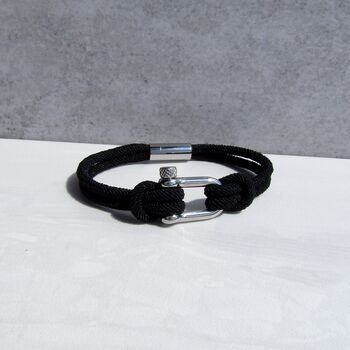 Personalised Men's Nautical Shackle And Rope Bracelet, 5 of 9