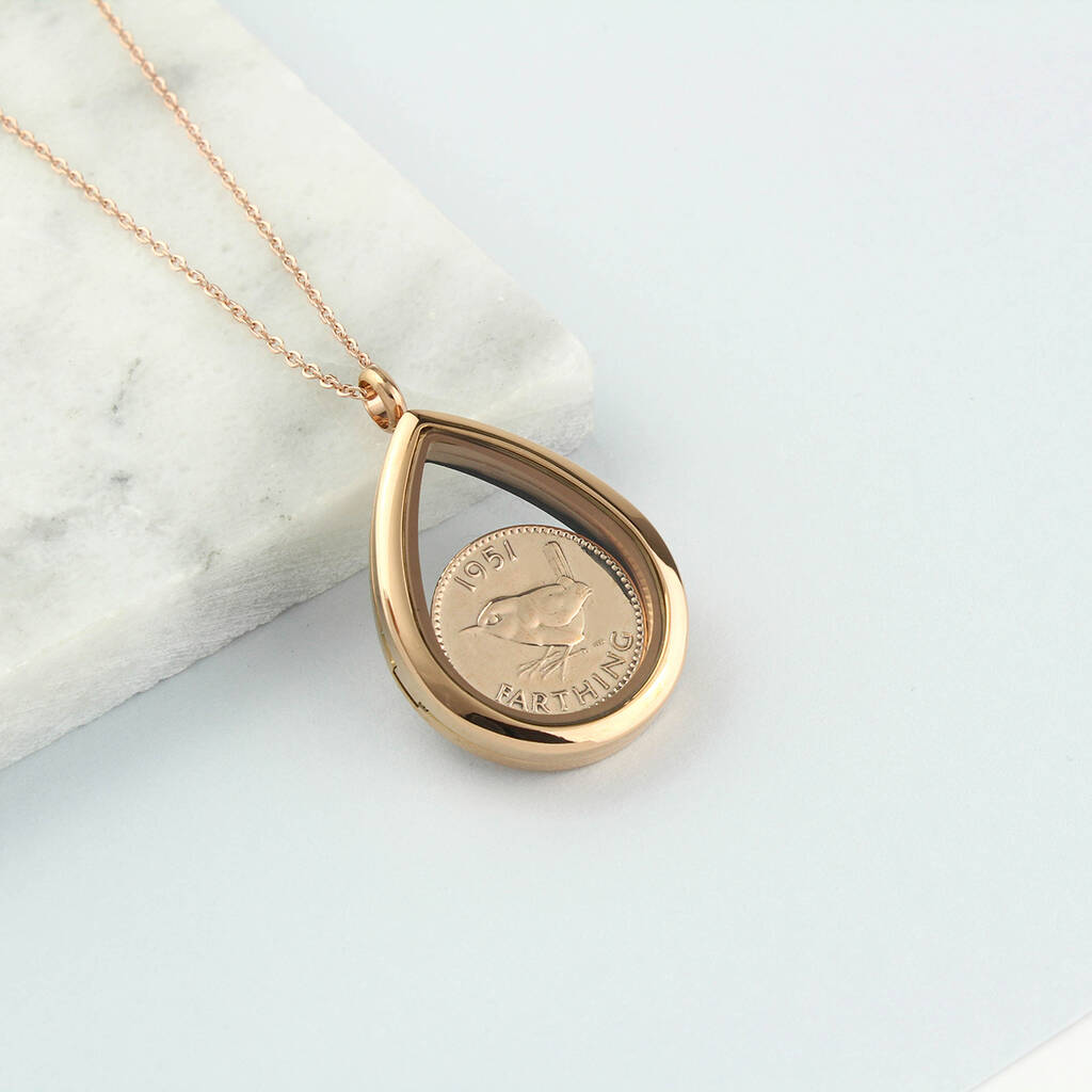 70th/ 80th Birthday Farthing Locket Necklace, 1 of 12