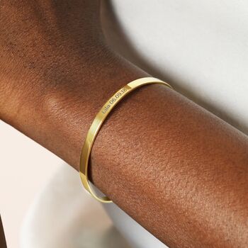 Personalised Sterling Silver Flat Open Torque Bangle In Gold, 2 of 4