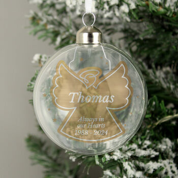 Personalised Gold Angel Glass Bauble, 3 of 3