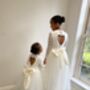 Long Sleeve Lace Flower Girl Dress – Heart Back Tulle Dress For Communion And Christening UK Handmade, thumbnail 9 of 9