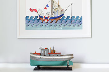 Personalised Boat At Sea Picture For Boy's Bedroom, 3 of 12