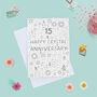Crystal Floral 15th Anniversary Card, thumbnail 1 of 2