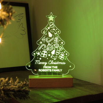 Personalised Christmas Tree Wooden Based LED Christmas Light, 6 of 12