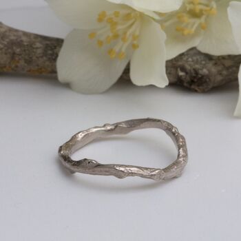 Shaped Twig Wedding Ring, Solid Gold Organic Ring, 6 of 9