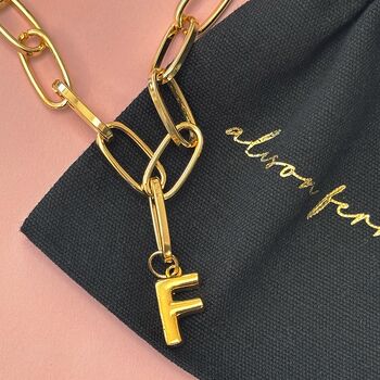 Personalised Bubble Letter Initial Chunky Chain Necklace, 6 of 8
